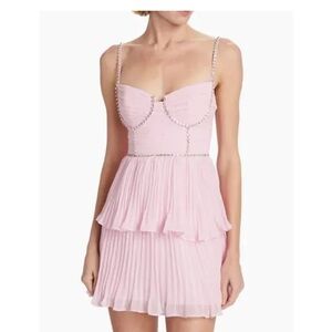 Self portrait tiered chiffon diamante minidress